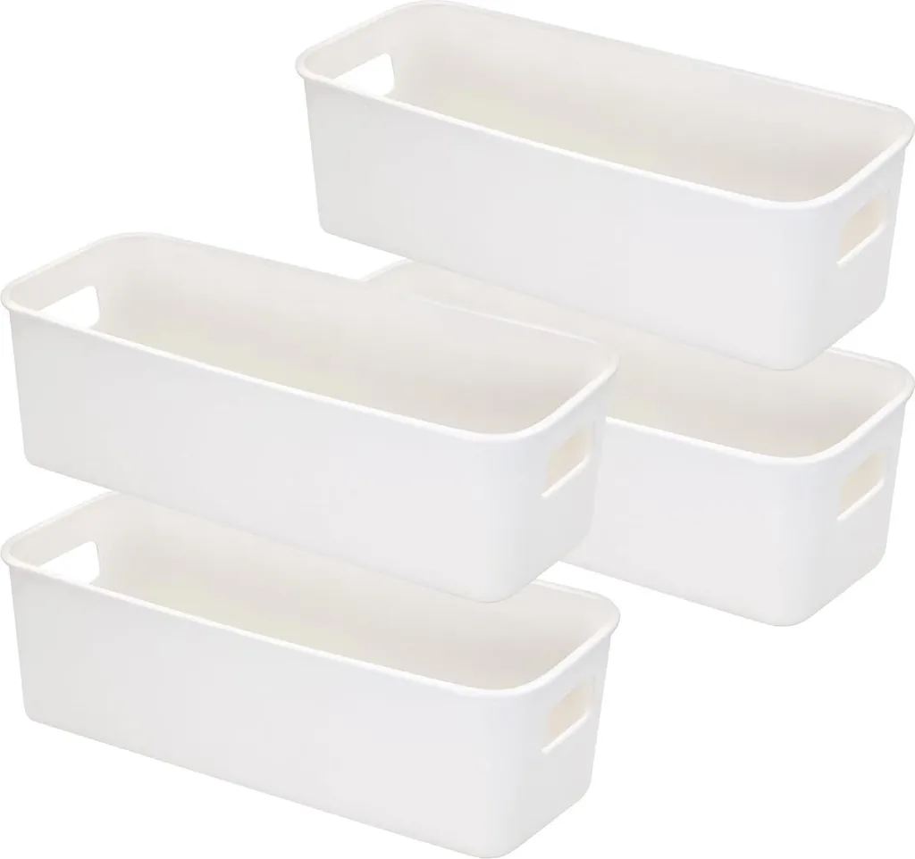 Lot de 4 boîtes de rangement blanches polyvalentes pour maison - 20x15cm