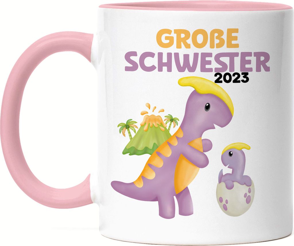 Große Schwester 2023 Tasse Rosa Baby Geburt Geschwister Familie Liebe Geborgenheit Kleinkind Geborgenheit