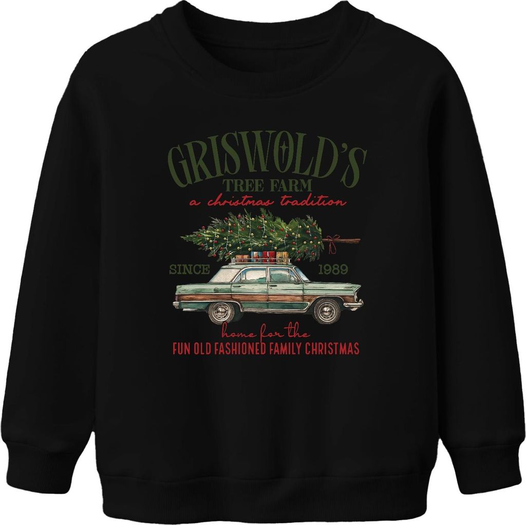 Griswold's Tree Farm a Christmas Tradition Family Vintage Auto Uni Kinder Sweatshirt Pullover, Schwarz, 116