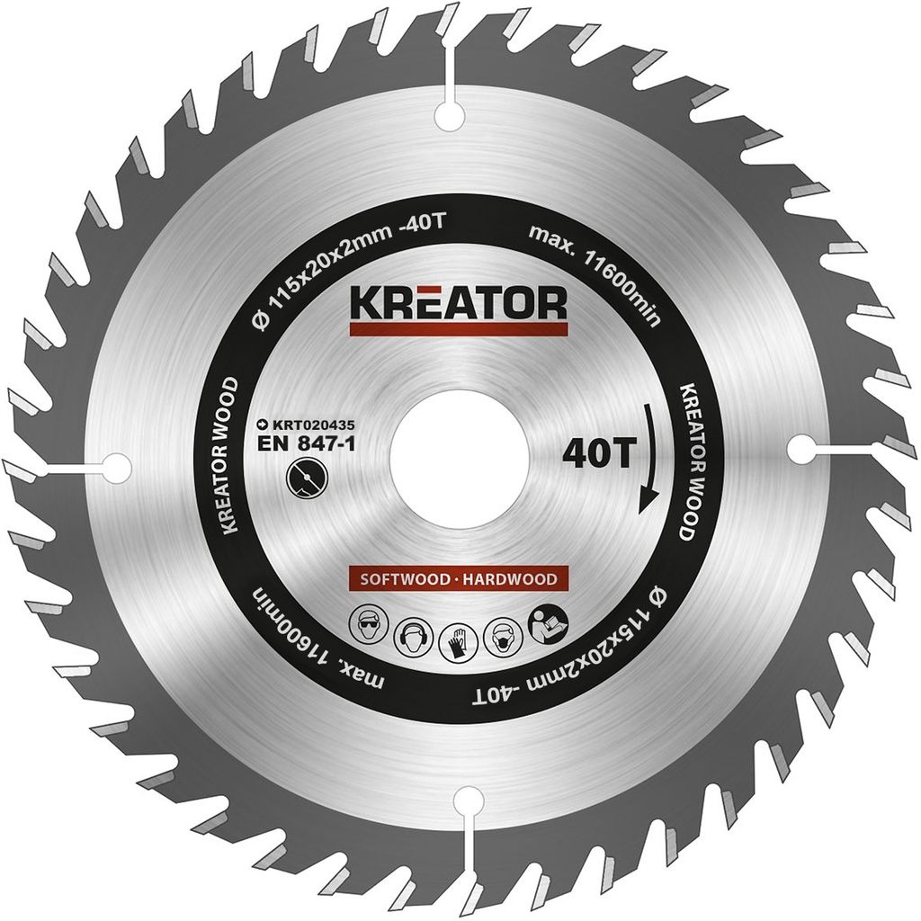 Kreator 115x20x2.0 Mm 40t Kreissägeblatt Für Holz Silber Silber One Size