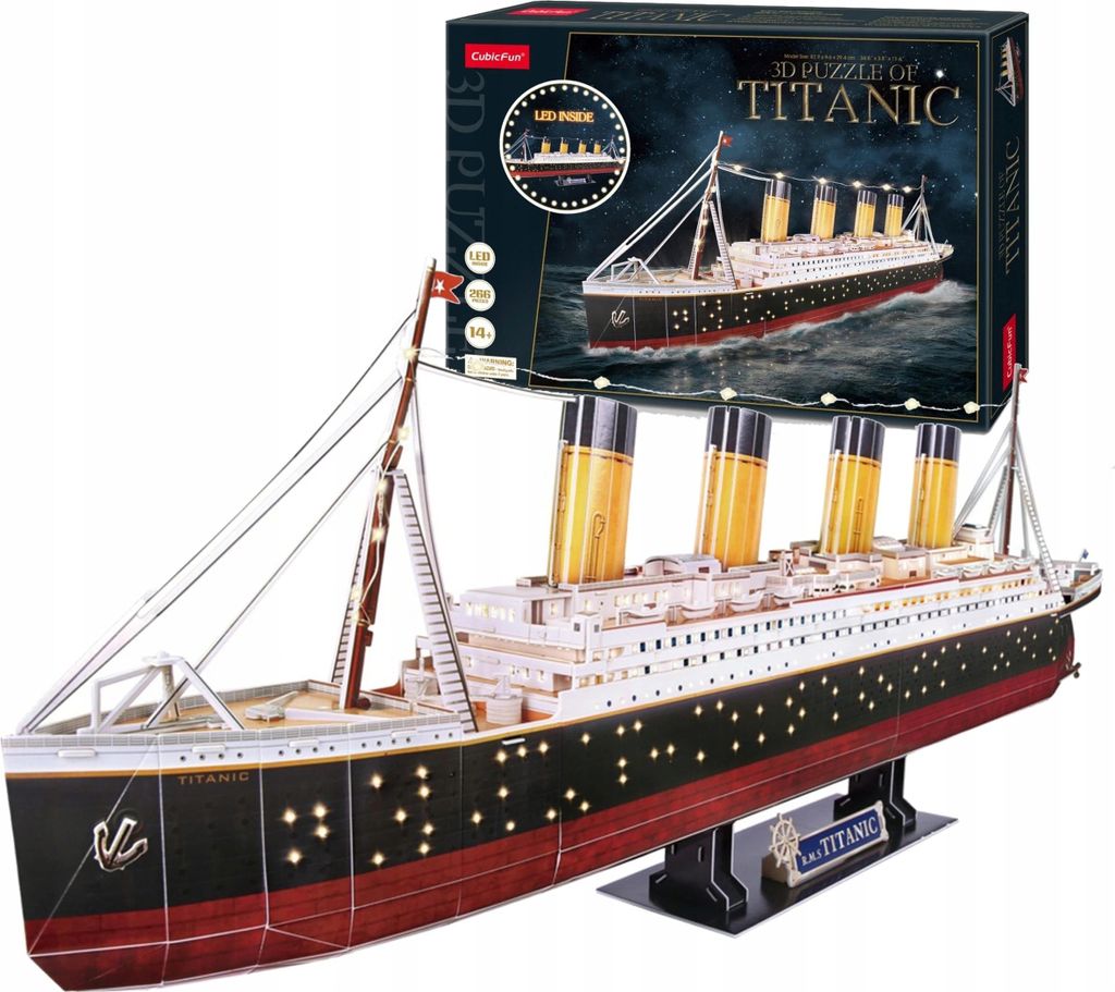 CubicFun Titanic LED, 266 szt., Statki, 14 lat(a) Zdjęcie produktu 