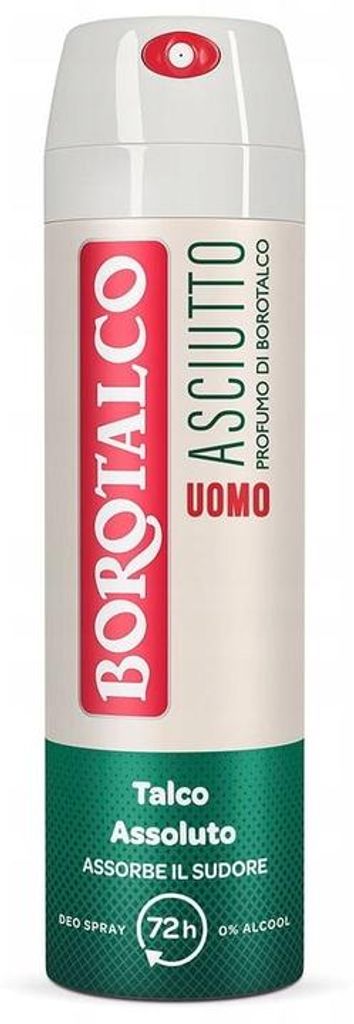 Borotalco Dry Spray Deodorant for Men Alcohol-Free with Absolute Talcum 150ml