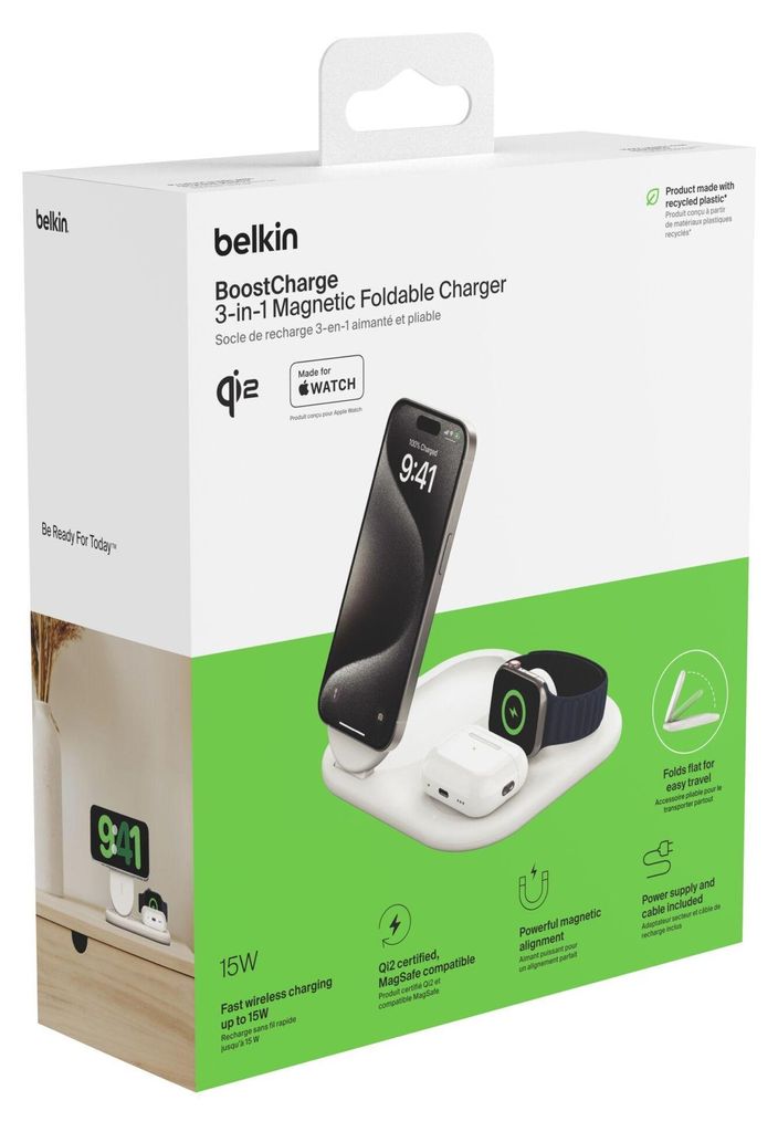 Belkin BOOST Charge 3in1 Qi2 15W stazione di ricarica Immagine del prodotto 