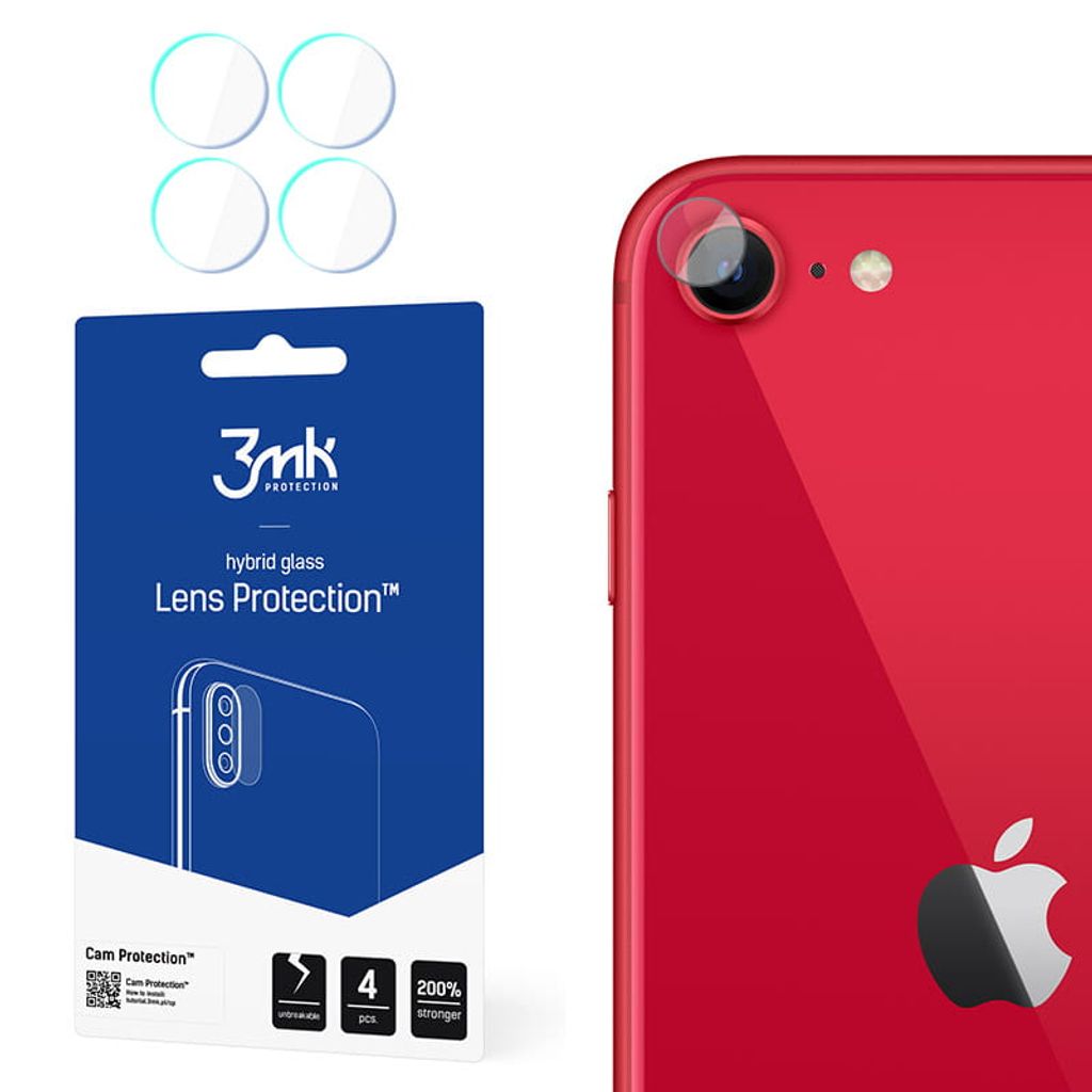 3mk Hybridglas Lens Protection für Apple iPhone SE 2020/2022 Kamera Objektiv Kameralinse 0,16mm 6H (4 Stück)