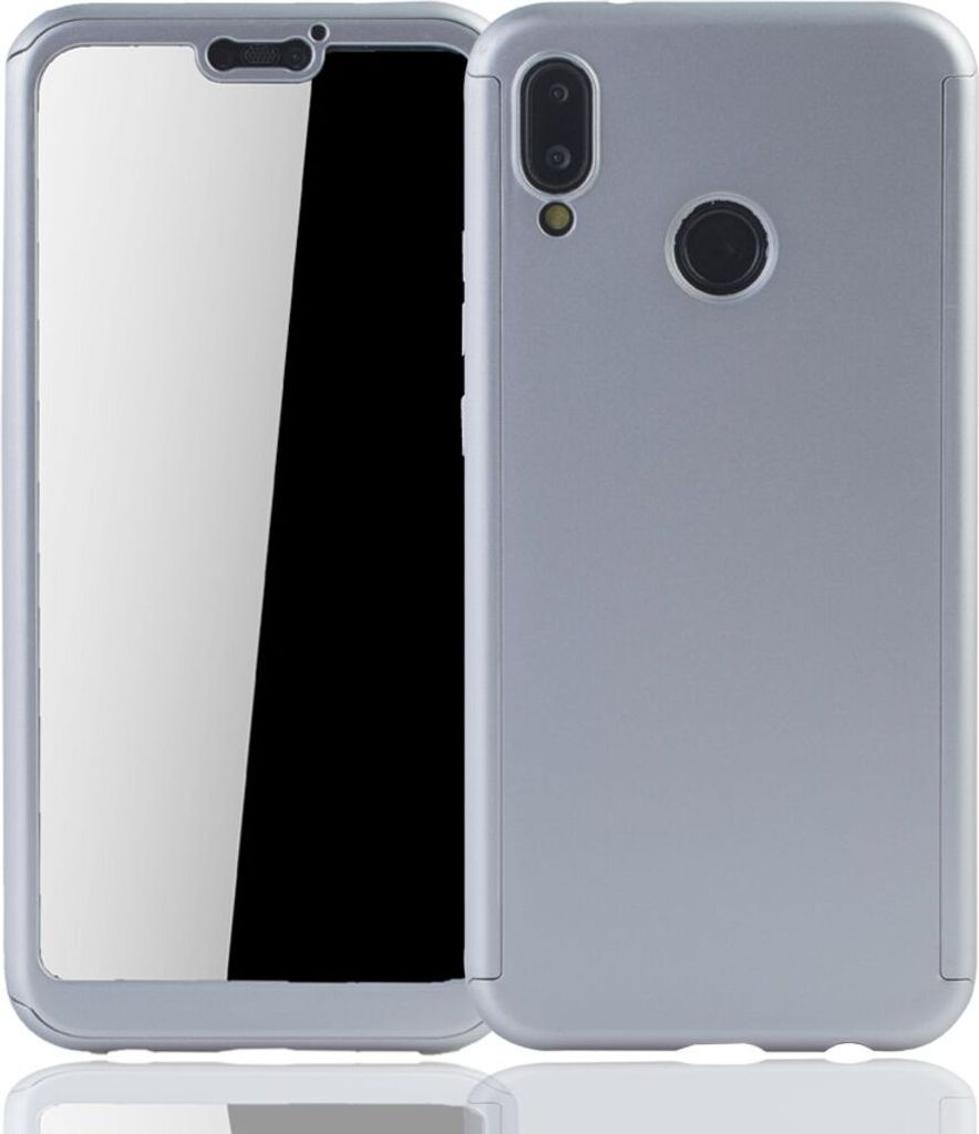 Handyhülle Schutzhülle für Huawei P20 Lite Full Case Cover Displayschutz 360 Silber