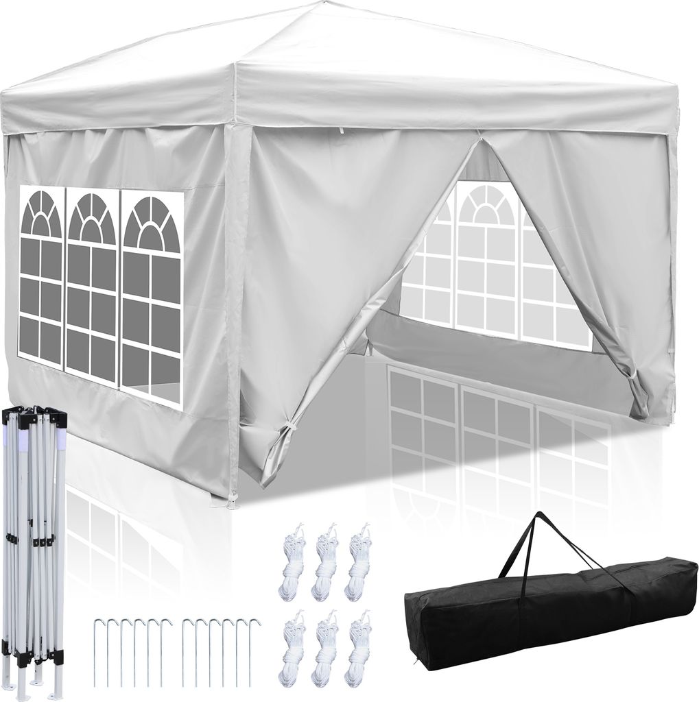 Izrielar Faltpavillon 3x3 m wasserdicht – Pavillon faltbar mit UV-Schutz 50+, Gartenzelt & Partyzelt mit 4 Seiten, ideal für Garten, Camping, Ho...