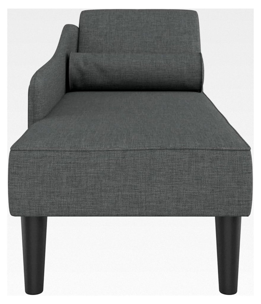 Chaiselongue mit Kissen in Dunkelgrau aus Stoff