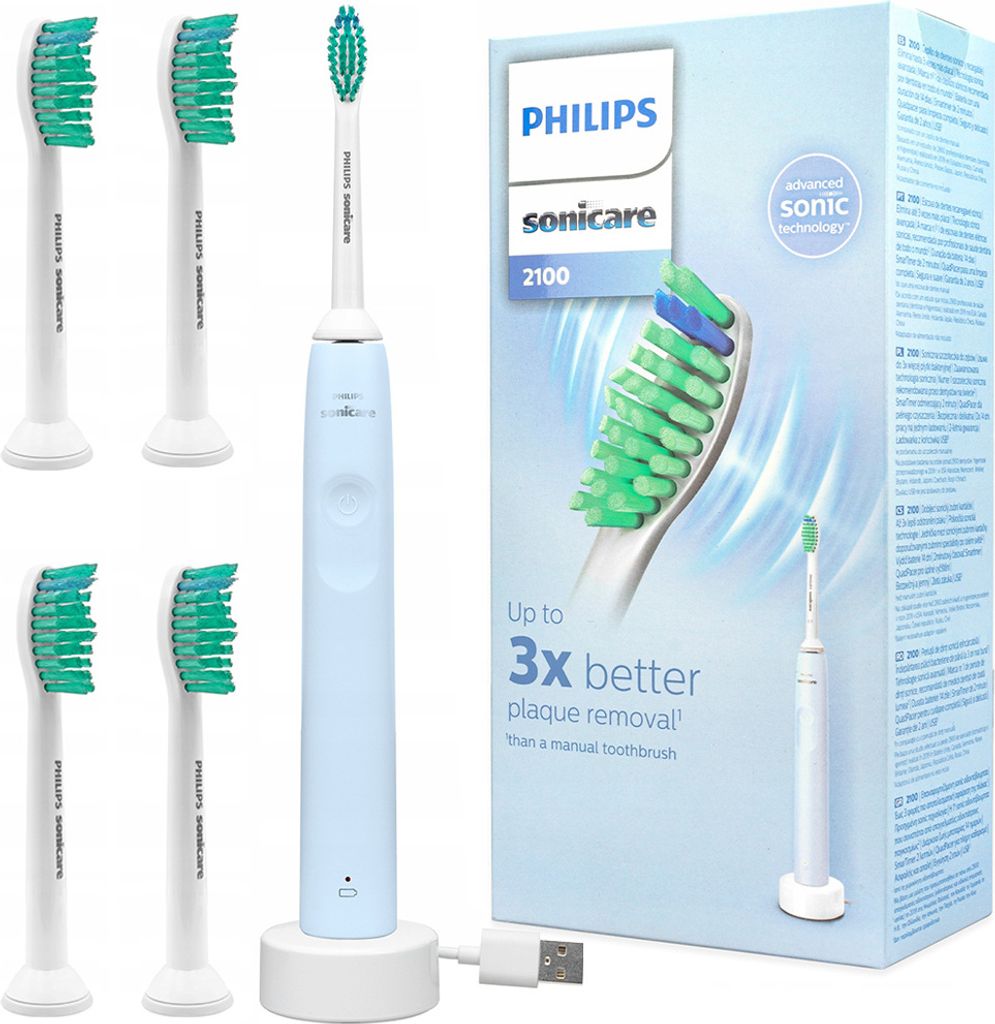 Philips Sonicare Schallzahnbürste HX3651 13 Blau mit 4 Aufsteckbürsten