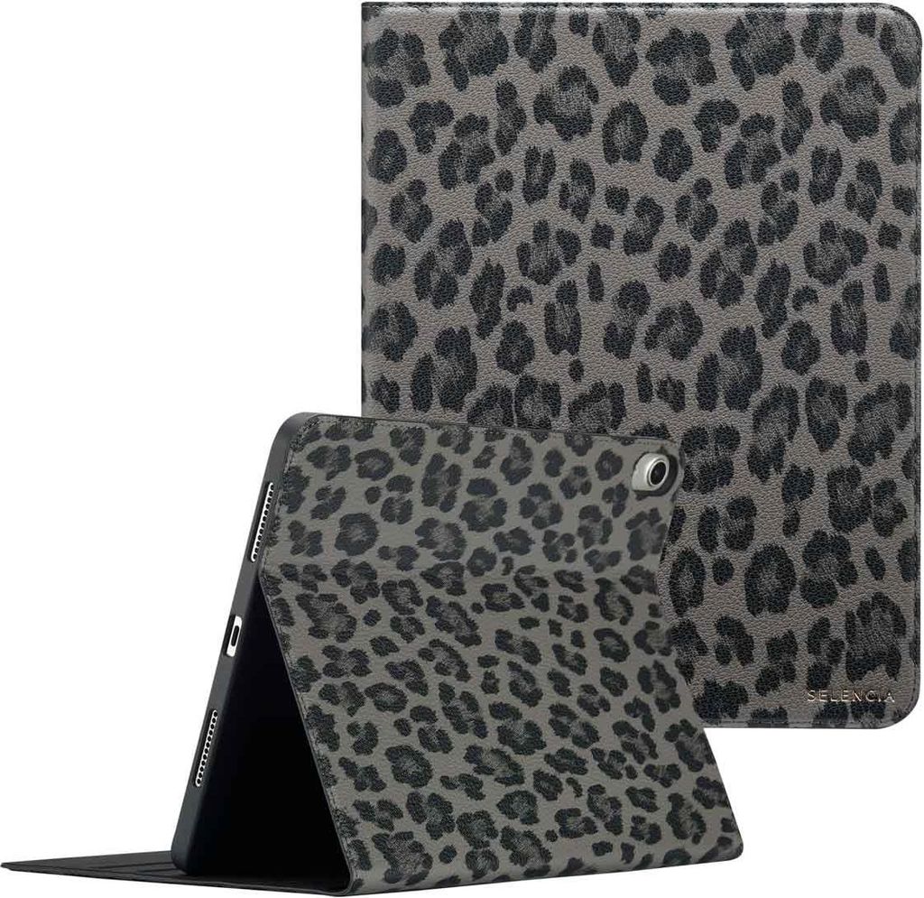 Selencia Sabi Bookcase met panterprint voor de Apple iPad Productafbeelding 