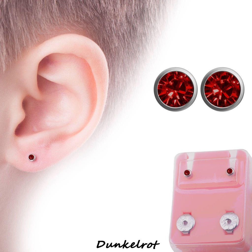Medizinische Ohrstecker / Gesundheitsstecker / Erstohrstecker Zirkonia von Studex dunkelrot