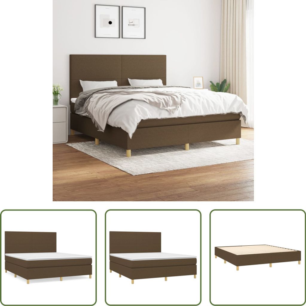 The Living Store Boxspringbett mit Matratze Dunkelbraun 180x200 cm Stoff