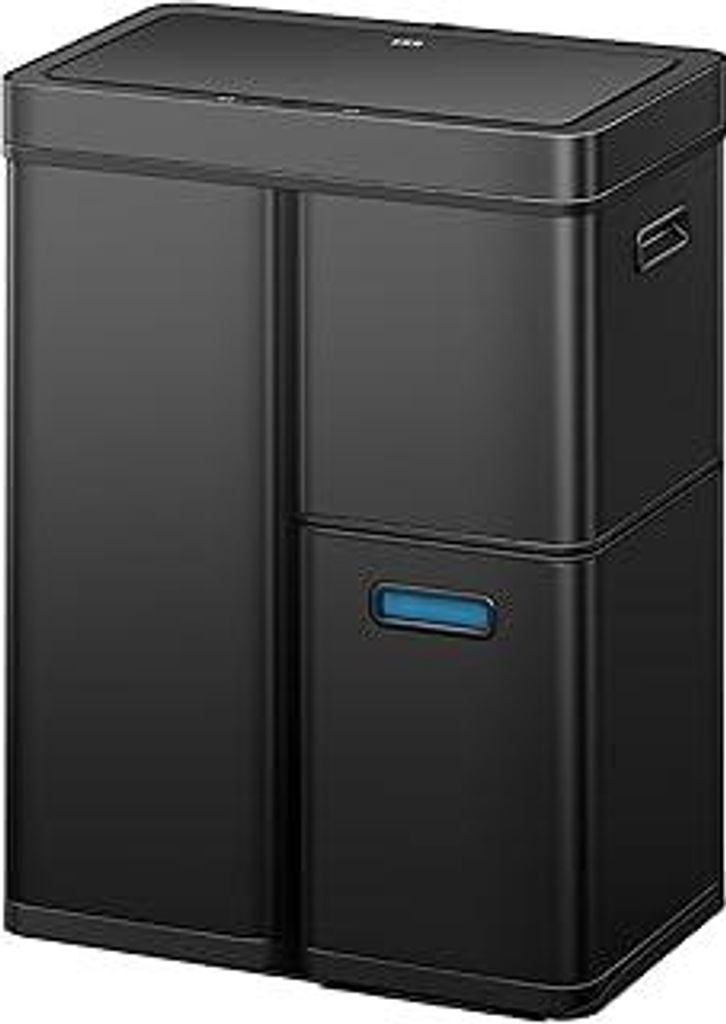 EKO Mirage Plus Mülleimer mit 3 Fächer, 2 x 15 L und 30 L, Recycler Mülleimer mit Sensor, 3 Kunststoff Inneneimer, Automatischer Abfalleimer mit...