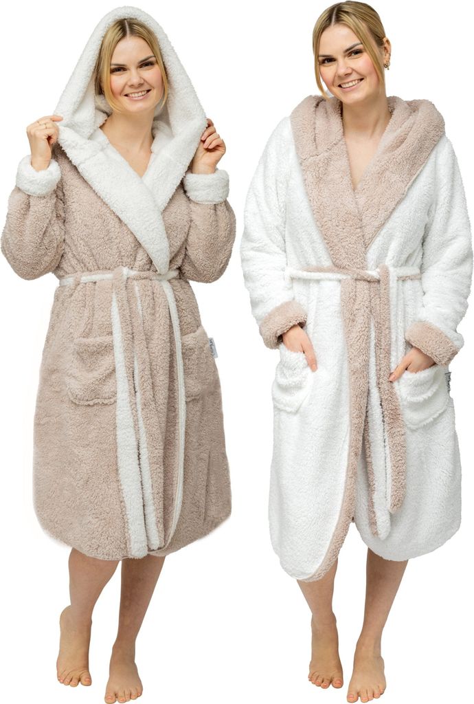 CalmyLIFE Bademantel Damen flauschig Morgenmantel - mit Produktbild 
