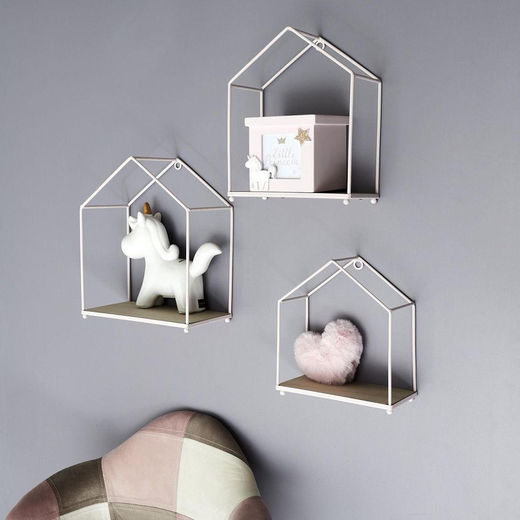 Metallregale Haus rosa 3er-Set