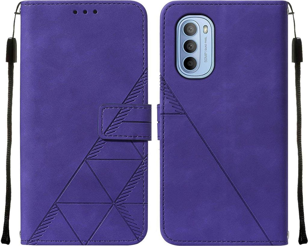 Moto G31 Hülle, Schlank Prägung Flip Leder Kartenfächer Schutzhülle mit Ständer für Motorola Moto G31 Lila