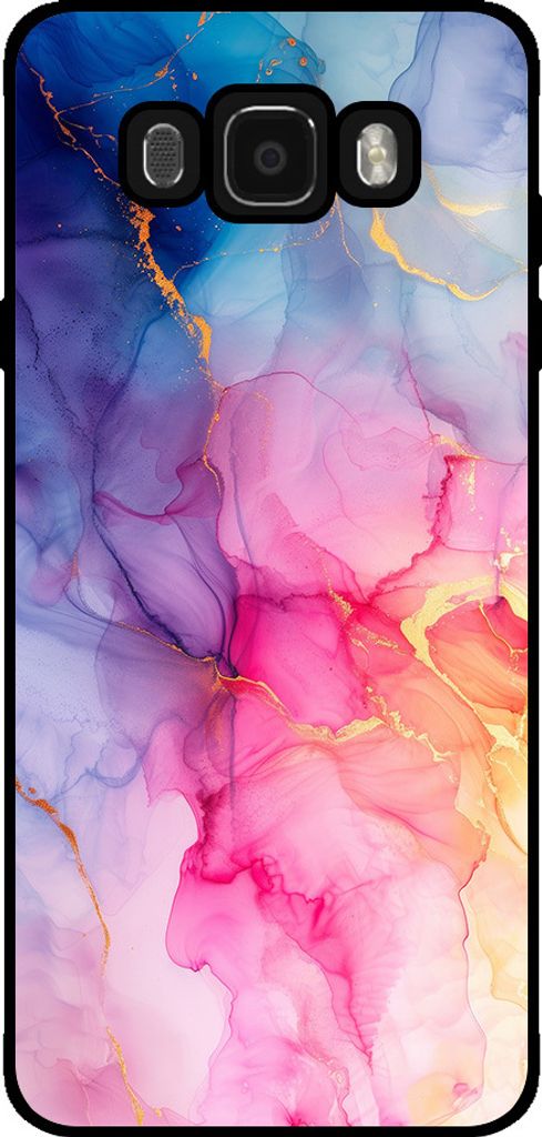 Smartphonica Telefon Fall geeignet für Samsung Galaxy J7 2016 mit Marmor Druck - TPU zurück Abdeckung Fall Marmor Design - Regenbogen