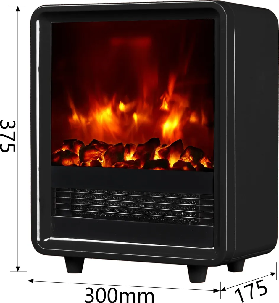 Cheminée électrique 2000W BALDERIA George : Chauffage puissant noir - 3