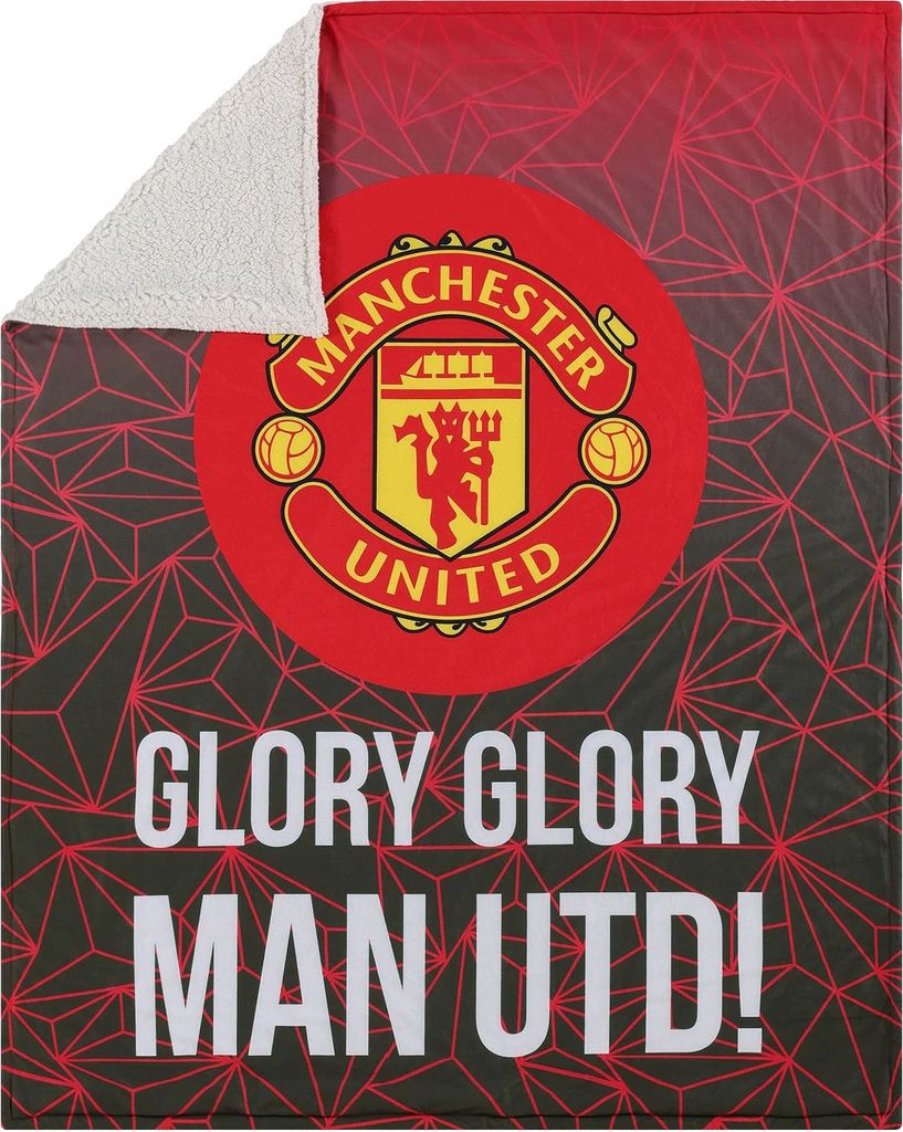 Manchester United FC EPL Slogan Sherpa Plüschdecke