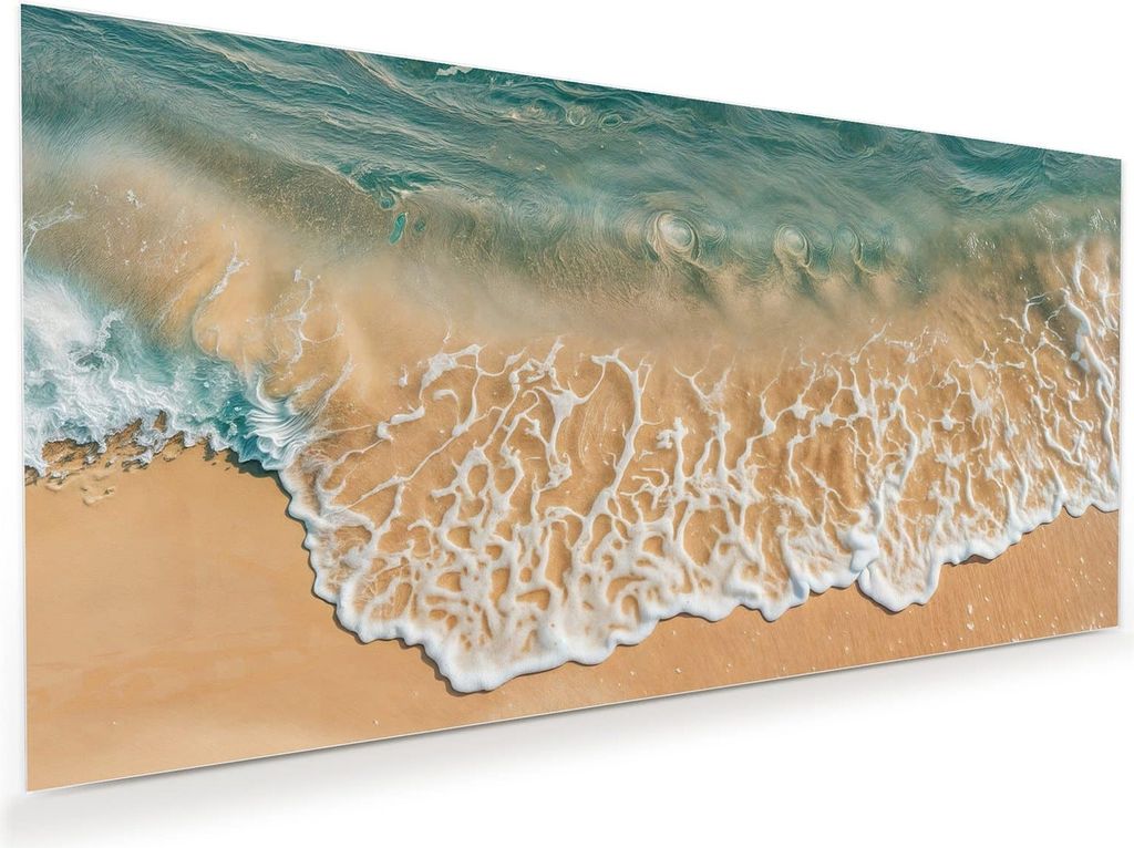 Glasbild 80x40cm in XXL für Wohnzimmer, Schlafzimmer Motiv Ozeanwellenstrand