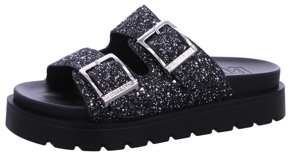 Buffalo Raya Ari Glam Pantolette Schwarz Produktbild 