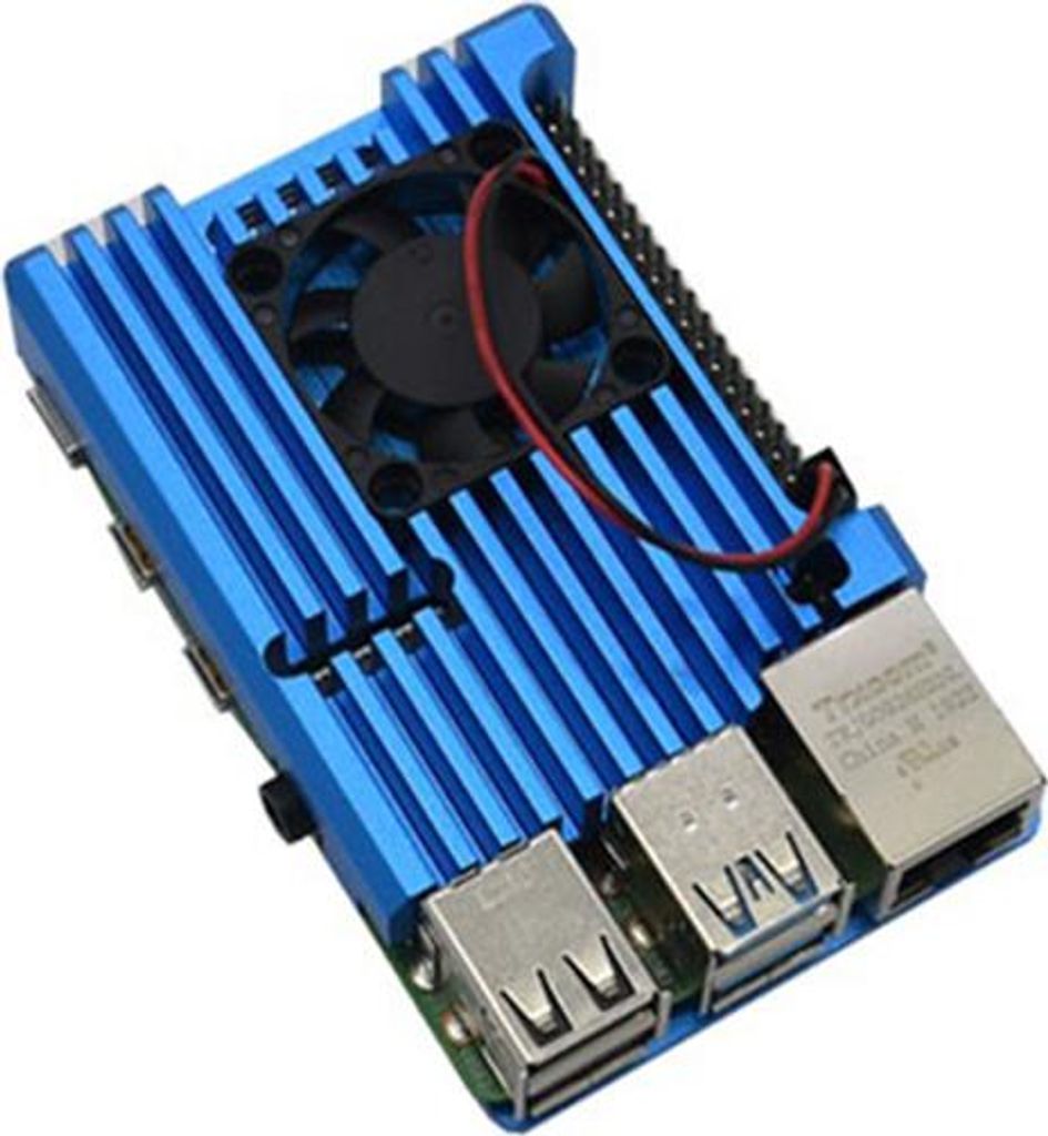 Armor Gehäuse mit Lüfter für Raspberry Pi 4 - verschiedene Farben : Blau Farbe: Blau