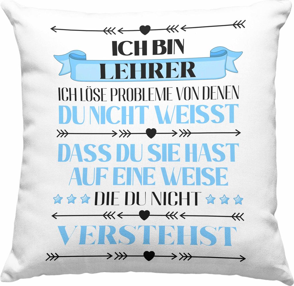 Trendation - Lehrer Geschenk Deko-Kissen mit Füllung 40x40 Abschied Abschiedsgeschenk Grundschullehrer Spruch (Grün)