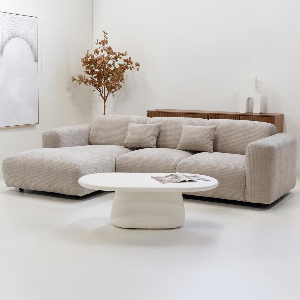Giga Meubel Chaise Longue Sofa Dijon - Beige Stoff - 280x165x73cm