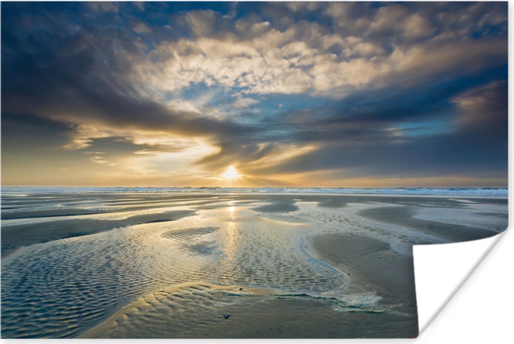MuchoWow Poster Meer - Wolken - Grau 90x60 cm - Schlafzimmer