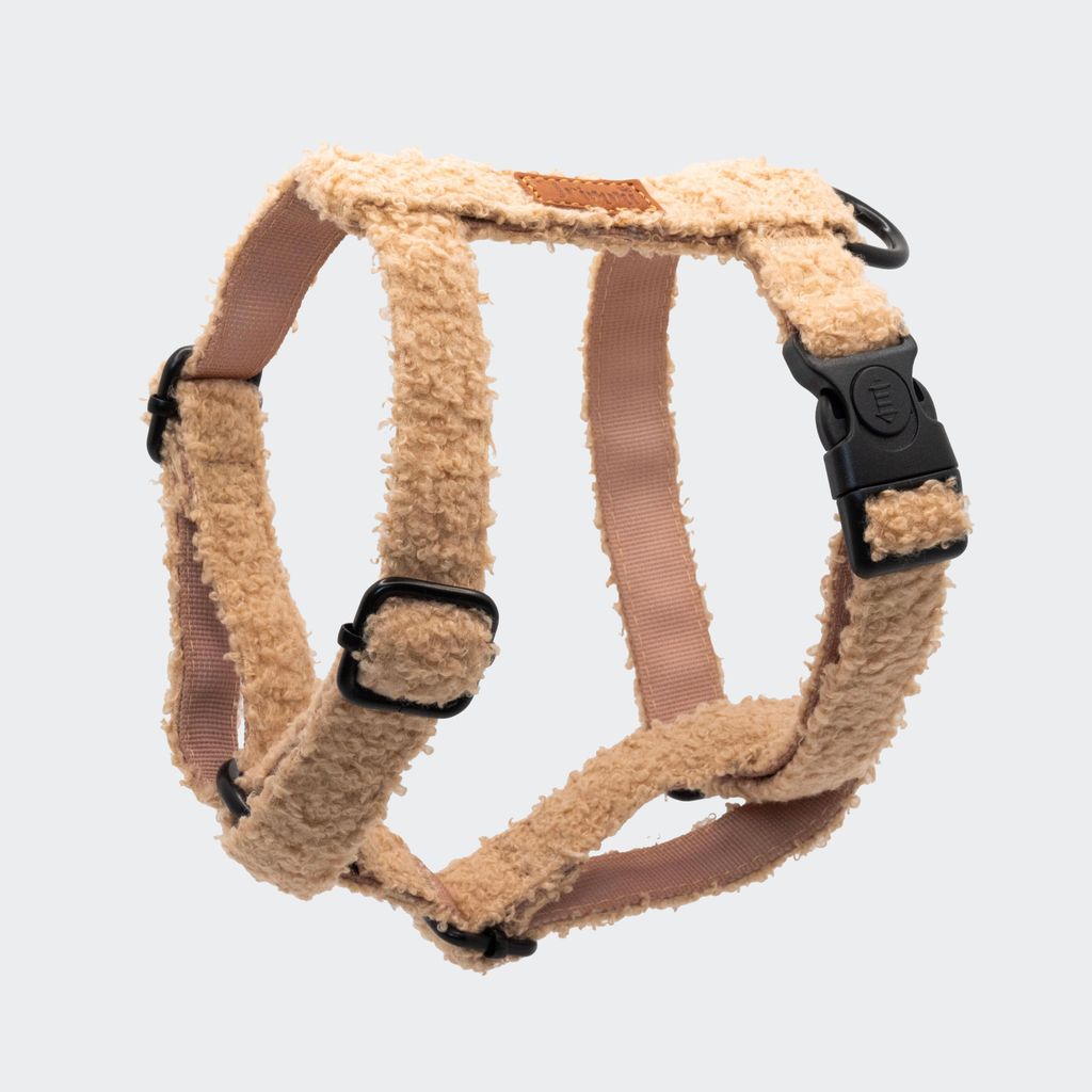 Teddy Hundegeschirr beige Größe L – weich, verstellbar mit Sicherheitsverschluss