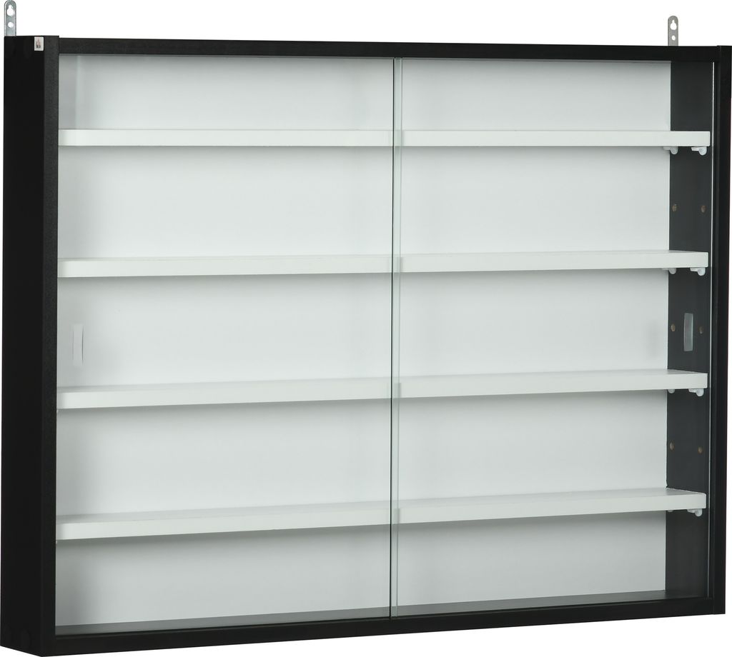 HOMCOM Vitrine, Wandvitrine, Glasvitrine mit verstellbaren Einlegeb?den und 2 Glasschiebetš¹ren fš¹r Sammlungen, Parfš¹ms, Dekoration, Figure...