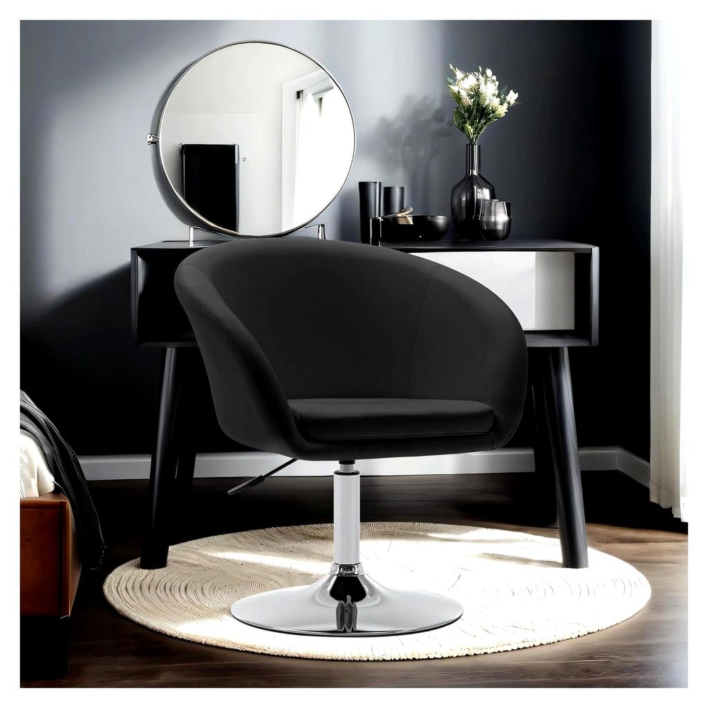 Höhenverstellbarer Schminkstuhl, Lounge Sessel aus Kunstleder, drehbarer Cocktailsessel mit Armlehne für Wohnzimmer, Esszimmer und Schlafzimmer, ...