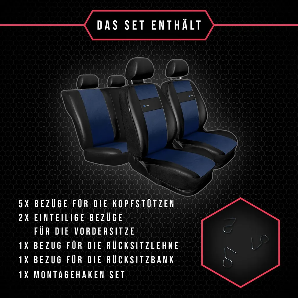 Set Coprisedili Opel Mokka Blu e Nero - Fodere Auto Universali Resistenti - 9