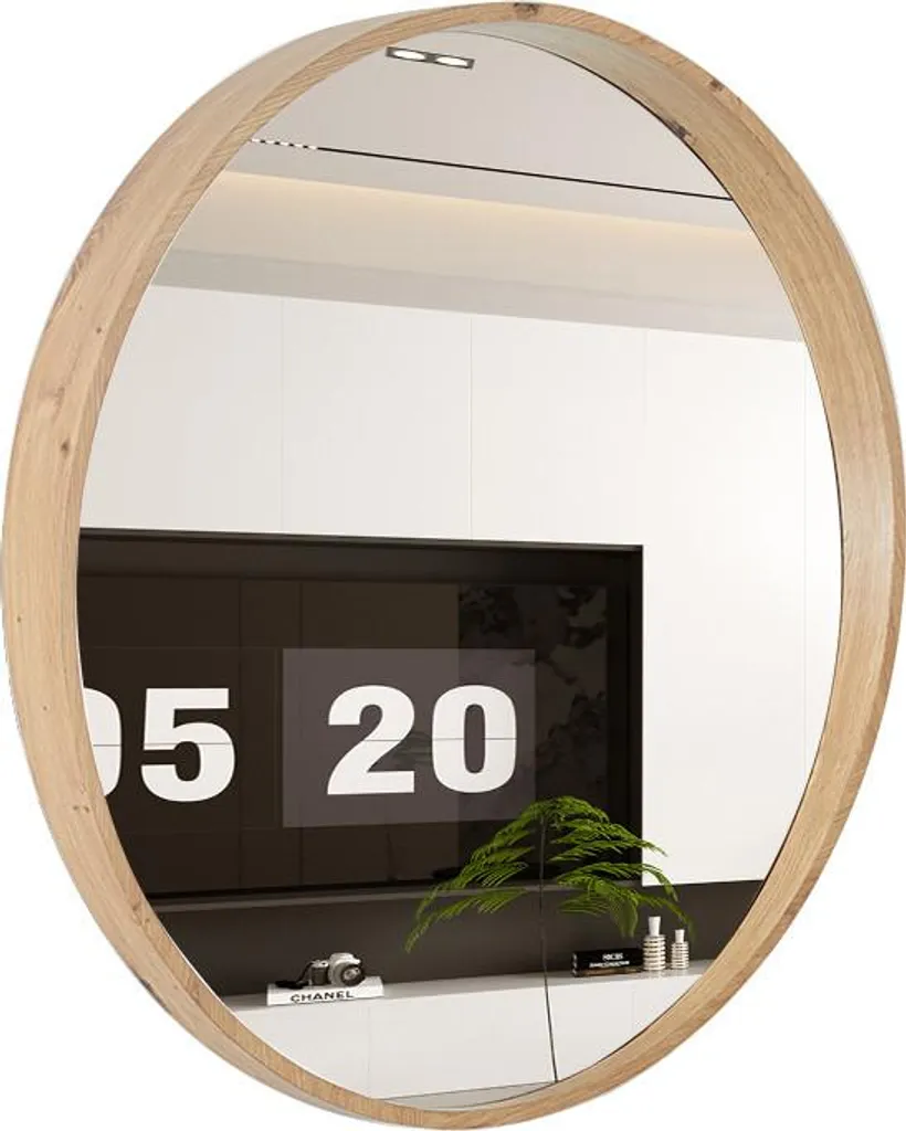 Miroir de bœuf Ria Ø80 cm pour salon ou entrée - Vieux chêne rustique - 4