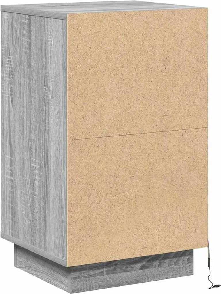 Table de nuit grise anti-encombrement avec tiroirs en bois composite - 7