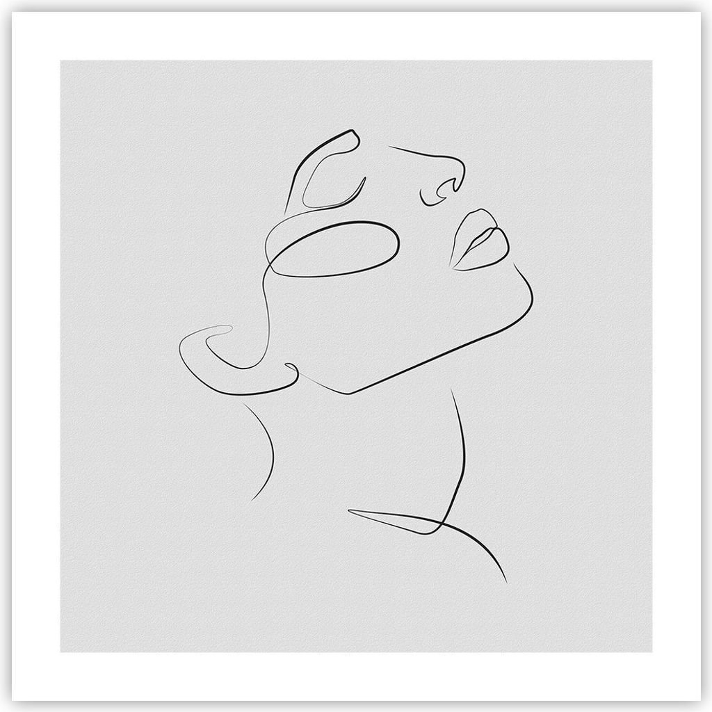 Poster - Poster ohne Rahmen - Stück Linear Gesicht - 50x50 cm - Wand Bild - Wanddeko - Wandbilder - Kunstposter - Wandposter - Bilder - Kunstdruck...