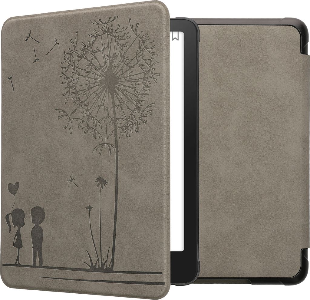 kwmobile Schutzhülle für Amazon Kindle Paperwhite (2024)/Colorsoft Hülle - eReader Case aus Kunstleder mit Auto Sleep Funktion - Pusteblume Love...