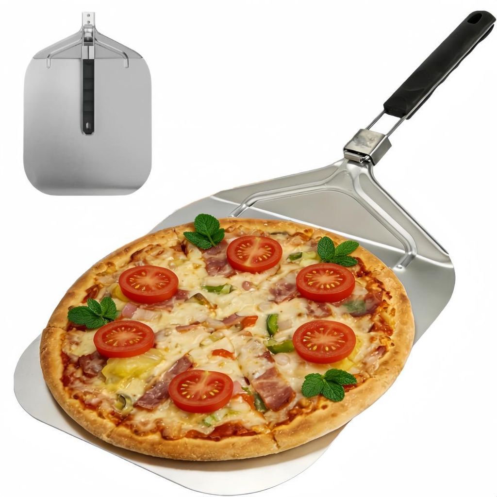 Große Pizzaschaufel, Pizzaschaufel aus Edelstahl, faltbar, Produktbild 