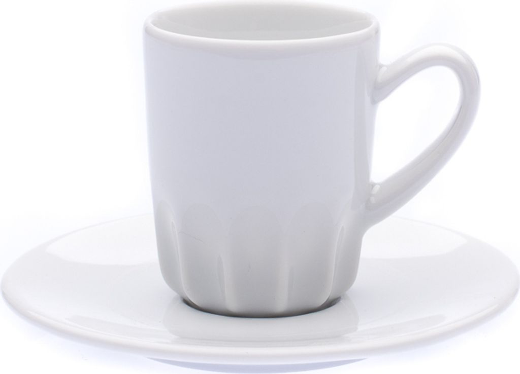 Tasse mit Untertasse, 80 ml, weiß, Ribby, Tschechisches Porzellan, G. Benedikt