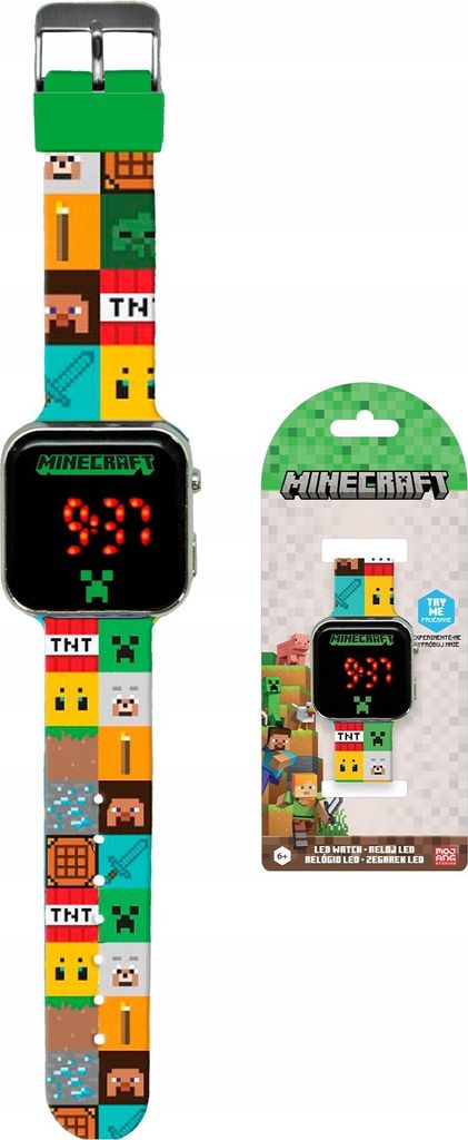 Cyfrowy Zegarek LED CYFROWY Dziecięcy dla Dzieci Minecraft Zdjęcie produktu 