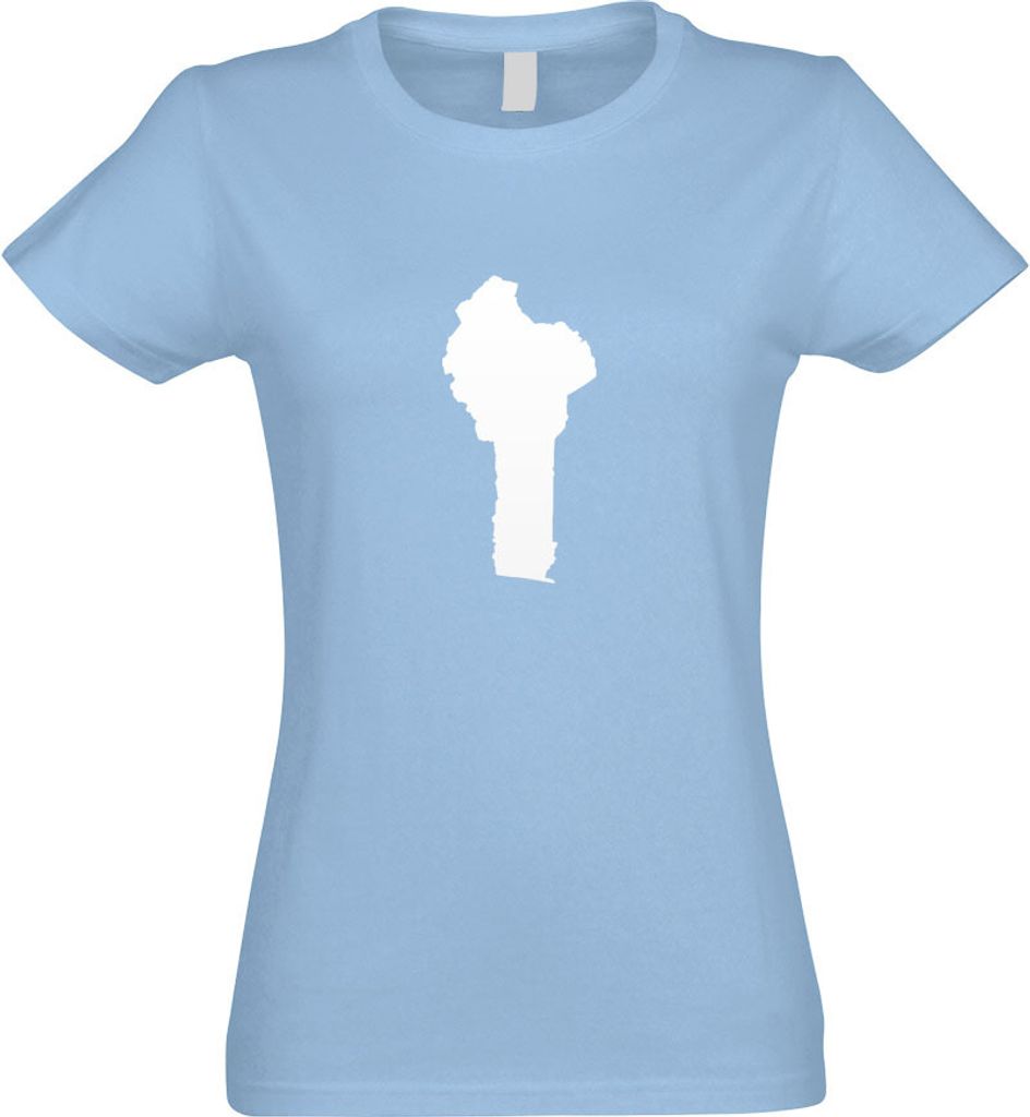 Kiwistar - T-Shirt tailliert - Damen - himmelblau - Benin Umriss Kontur - mit Motiv Bedruckt - Funshirt Design - Sport - Freizeit - Damen - XXL