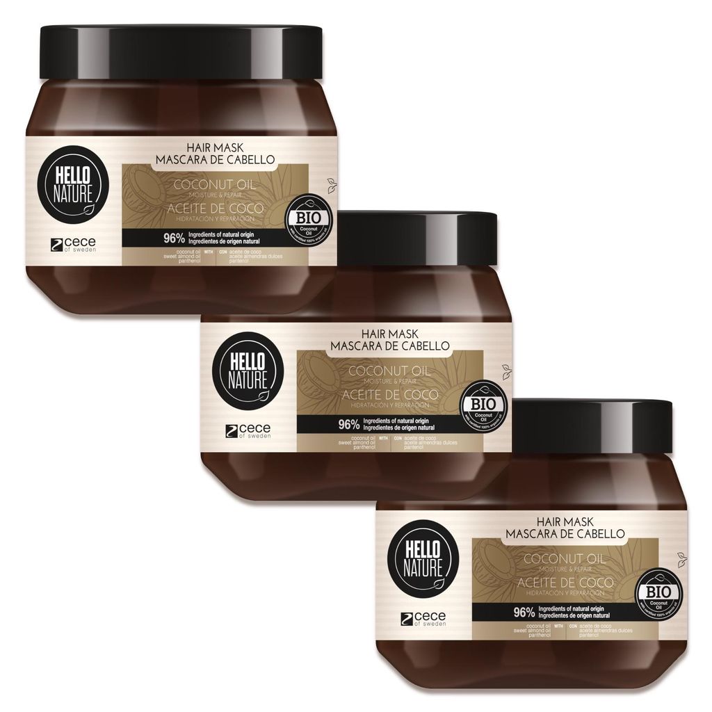 Haarmaske mit Kokosöl Haarkur Haar Repair Pflege Regeneration Bio Vegan Natur, 3x 250ml