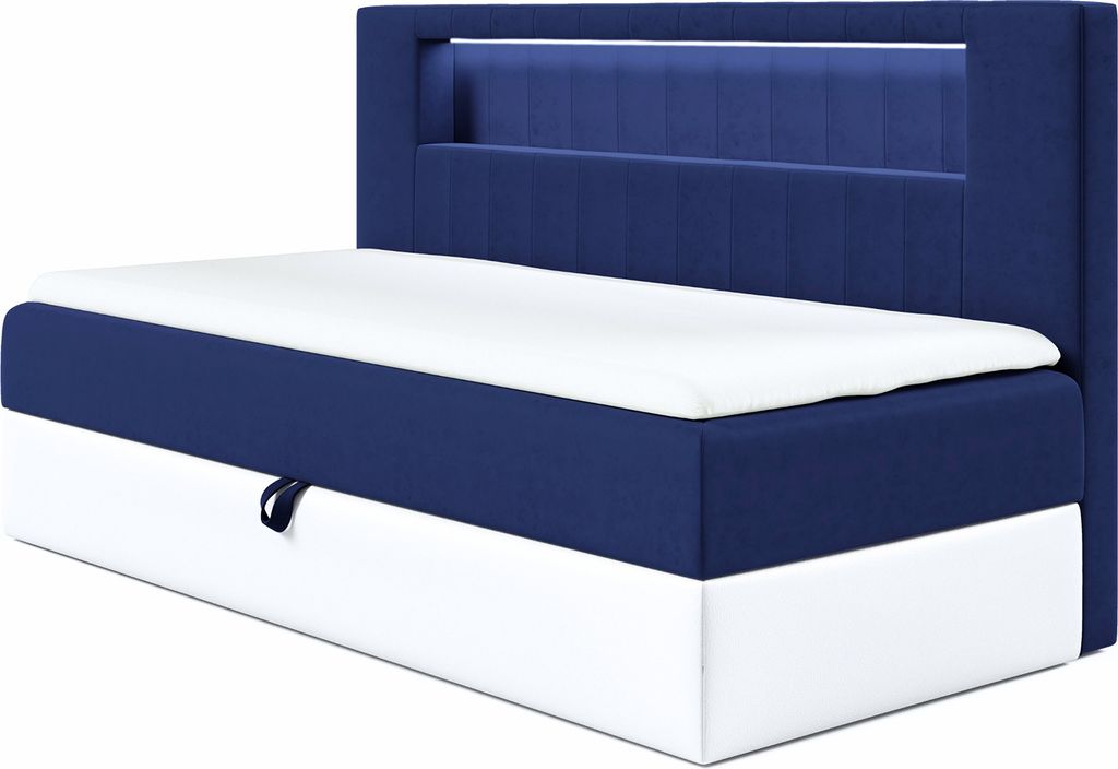 MEBLINI Kinderbett mit Bettkasten - Gepolstert Einzelbett mit Matratze - Polsterbett mit Stauraum - Bett mit Kopfteil - Stauraumbett - GARETH 2 - 9...