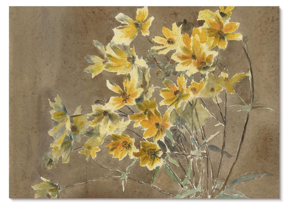 POSTER - 59x42 cm (A2) - Hannah Borger Overbeck - Gelbe Blume mit Rand (1915) von Hannah Borger Overbeck - Wandbild für Wohnzimmer Schlafzimmer & ...