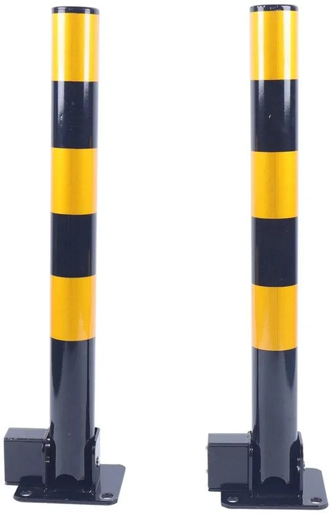 Poteaux de stationnement rabattables en acier avec serrure - Lot de 2
