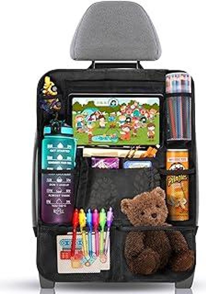Diboniur Rückenlehnenschutz Auto Kinder - Auto Organizer Kinder mit 10 Taschen, Autositz-Organizer für iPad Tablets unter 10,5 Zoll, Viel Staurau...