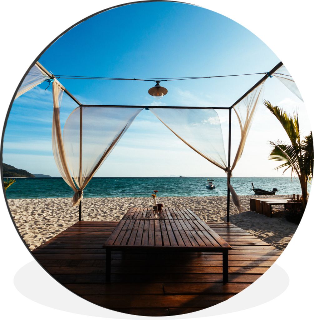 MuchoWow Aluminium Wandkreis Strand - Himmel - Meer Ø 30 cm Wanddeko Modern Wohnzimmer - Wand Bild - Wohnzimmer - Runde Bilder - Alubilder - Kun...