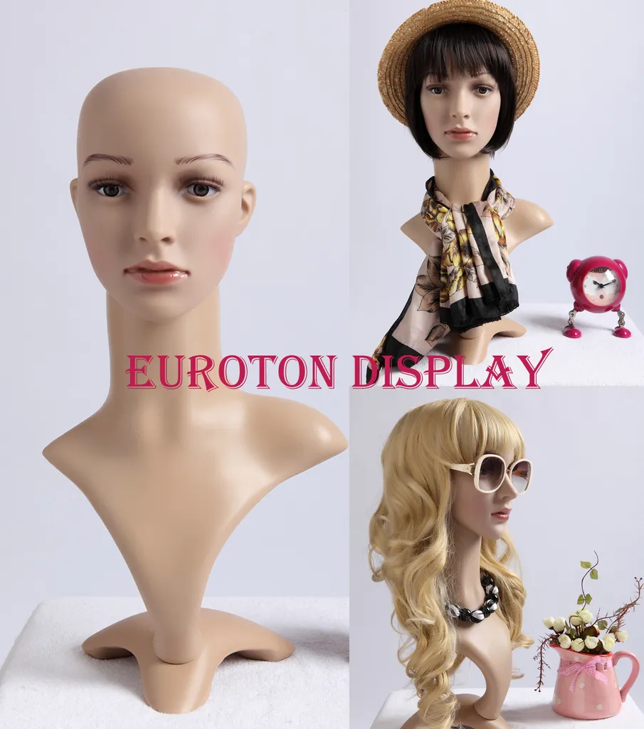 FD-2 Tête de Mannequin Femme en Cuir - Buste de Décoration Moderne Chic