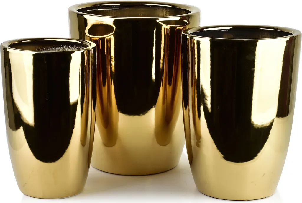 Sublimez votre salon avec ces cache-pots dorés MONDEX Neva Gold 3pcs