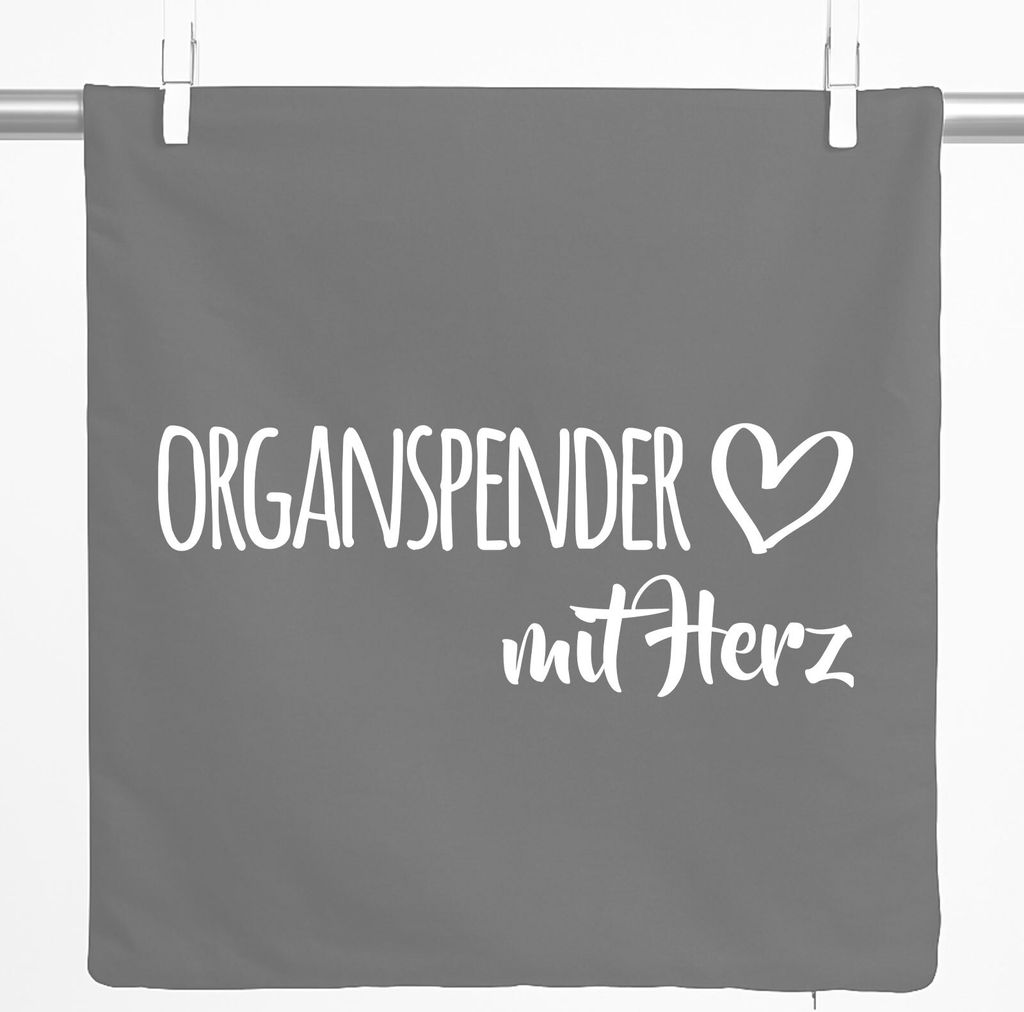 Huuraa Kissenbezug Organspender mit Herz 40x40cm Steel Grey Baumwolle Dekokissenbezug Geschenkidee