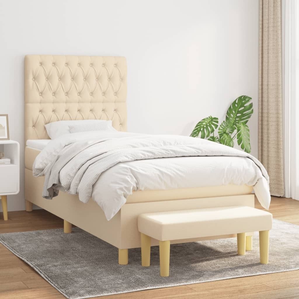 Maison Exclusive - Boxspringbett mit Matratze Creme 100x200 cm Stoff